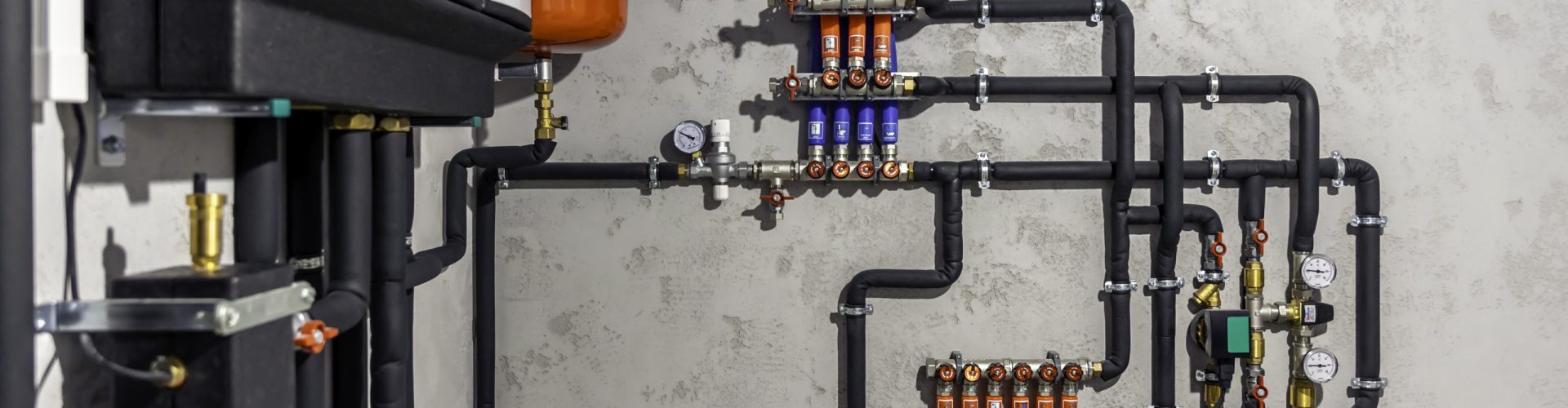 modern autonomous heating system in the boiler room.